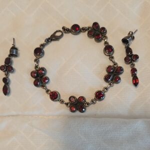 Elegant GENUINE GARNETGemstone Jewelry Set.925°stamped.Vintage Timeless Piece!!!